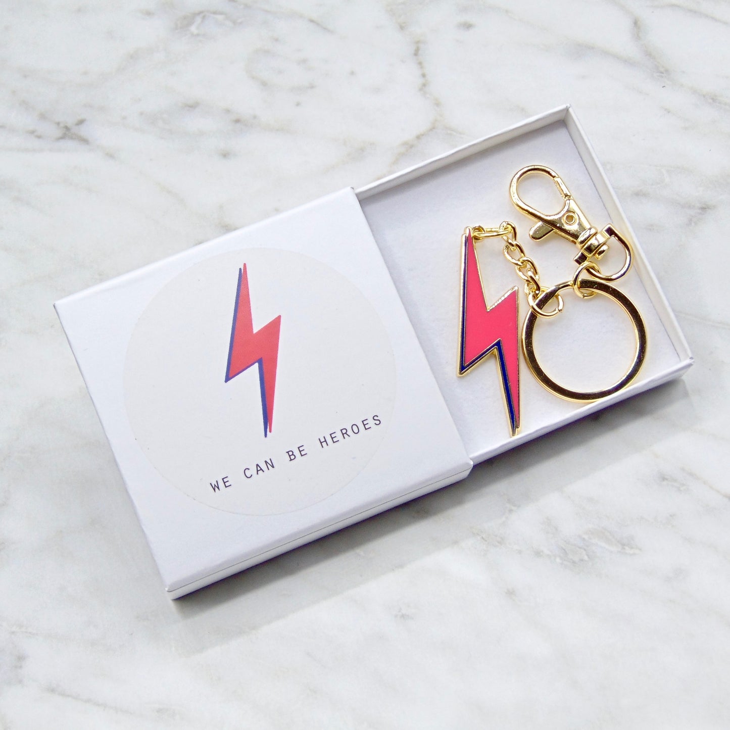 We Can Be Heroes - Pink Enamel Keychain