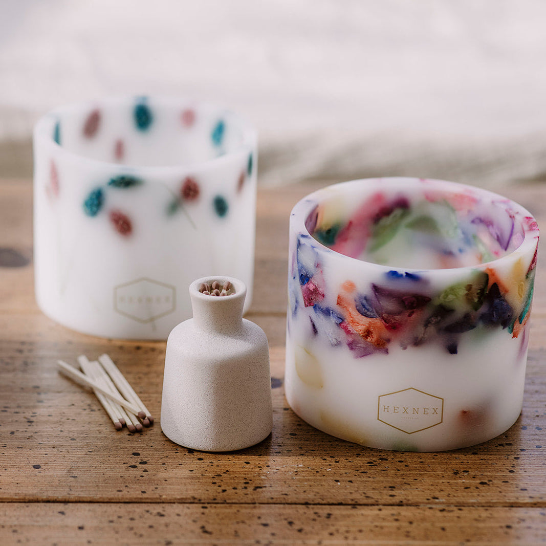 Rainbow Rose Petal Candle Luminary Jar