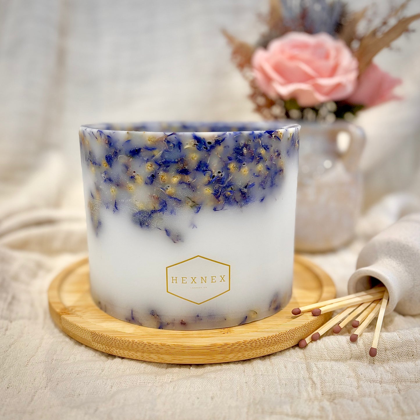 Blue Cornflower Candle Luminary Jar