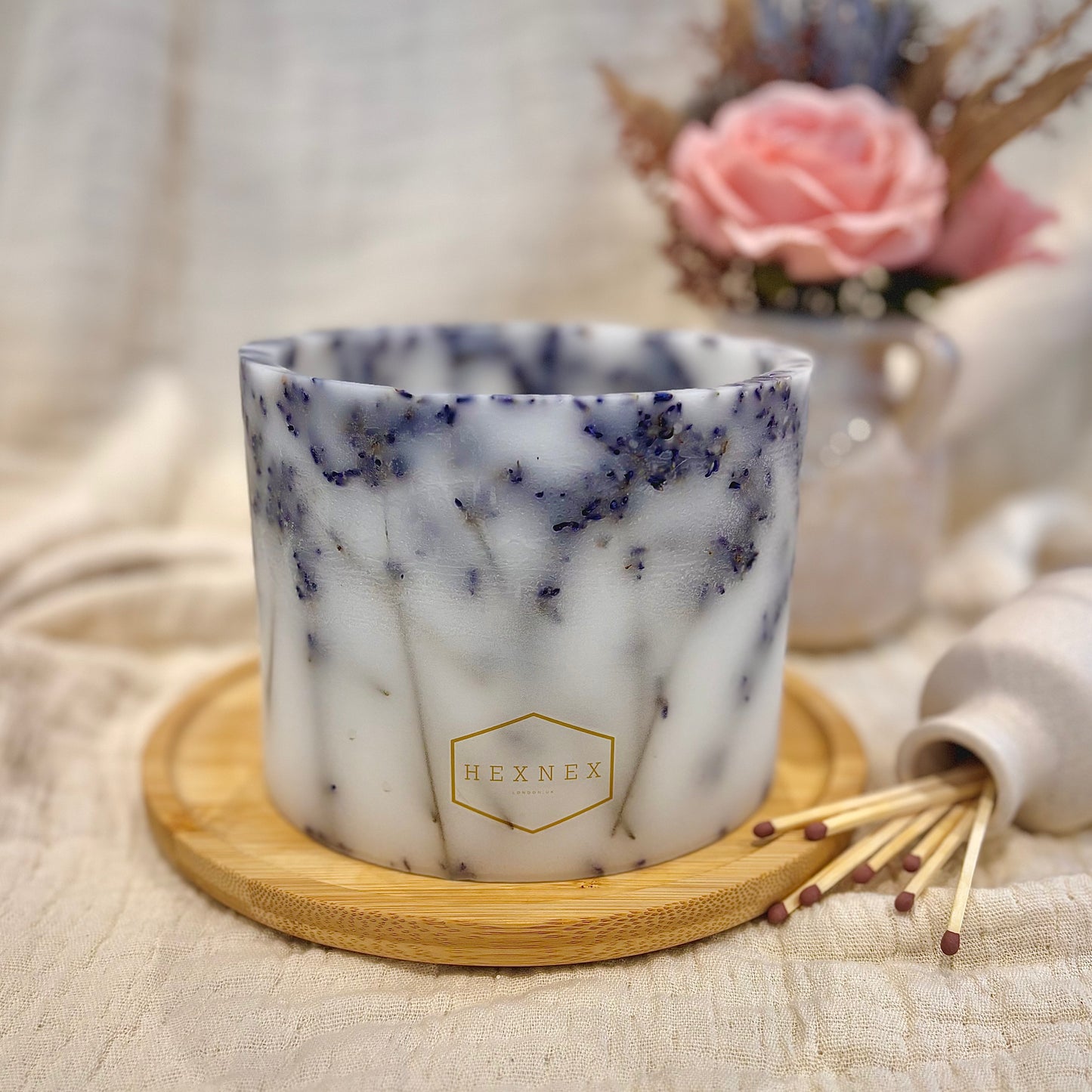 Lavender Stem Candle Luminary Jar