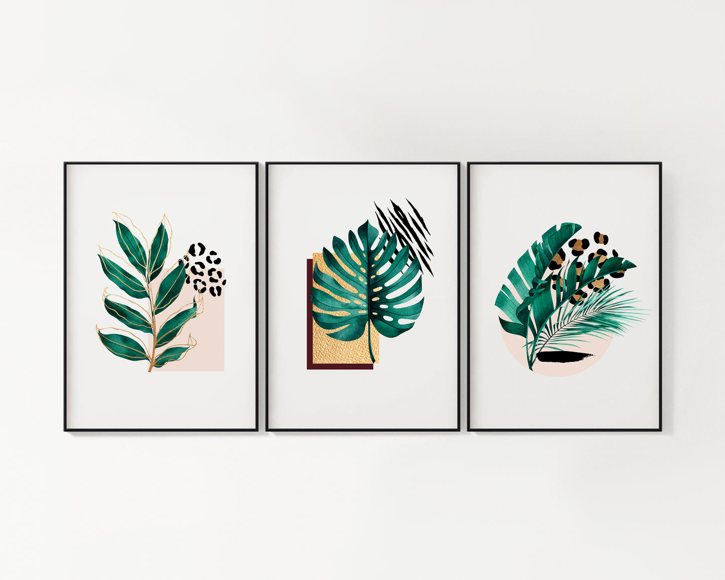 Trio of Abstract Leaf A4 Art Prints