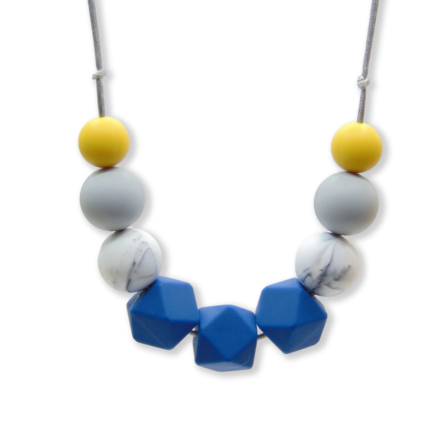 Blue and Mustard - 9 Bead Necklace
