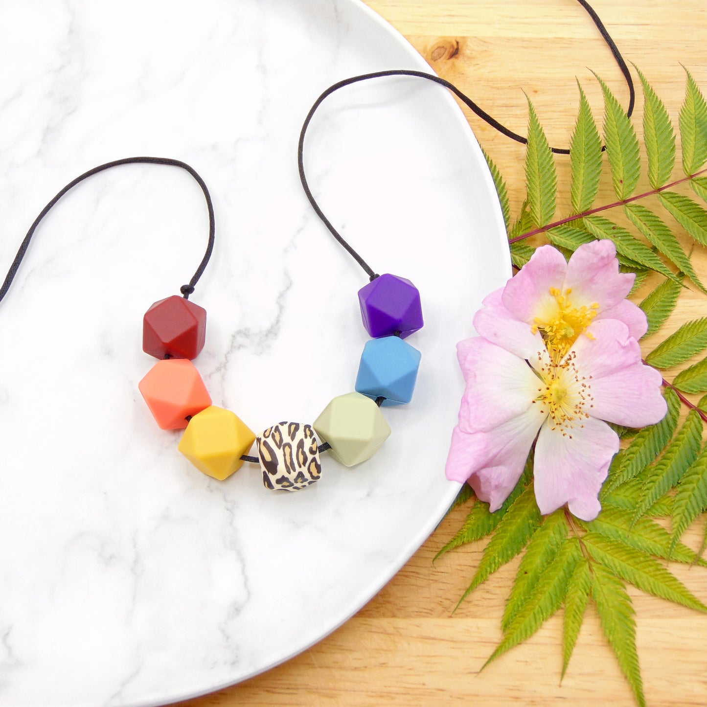Rainbow Leopard - 7 Bead Necklace