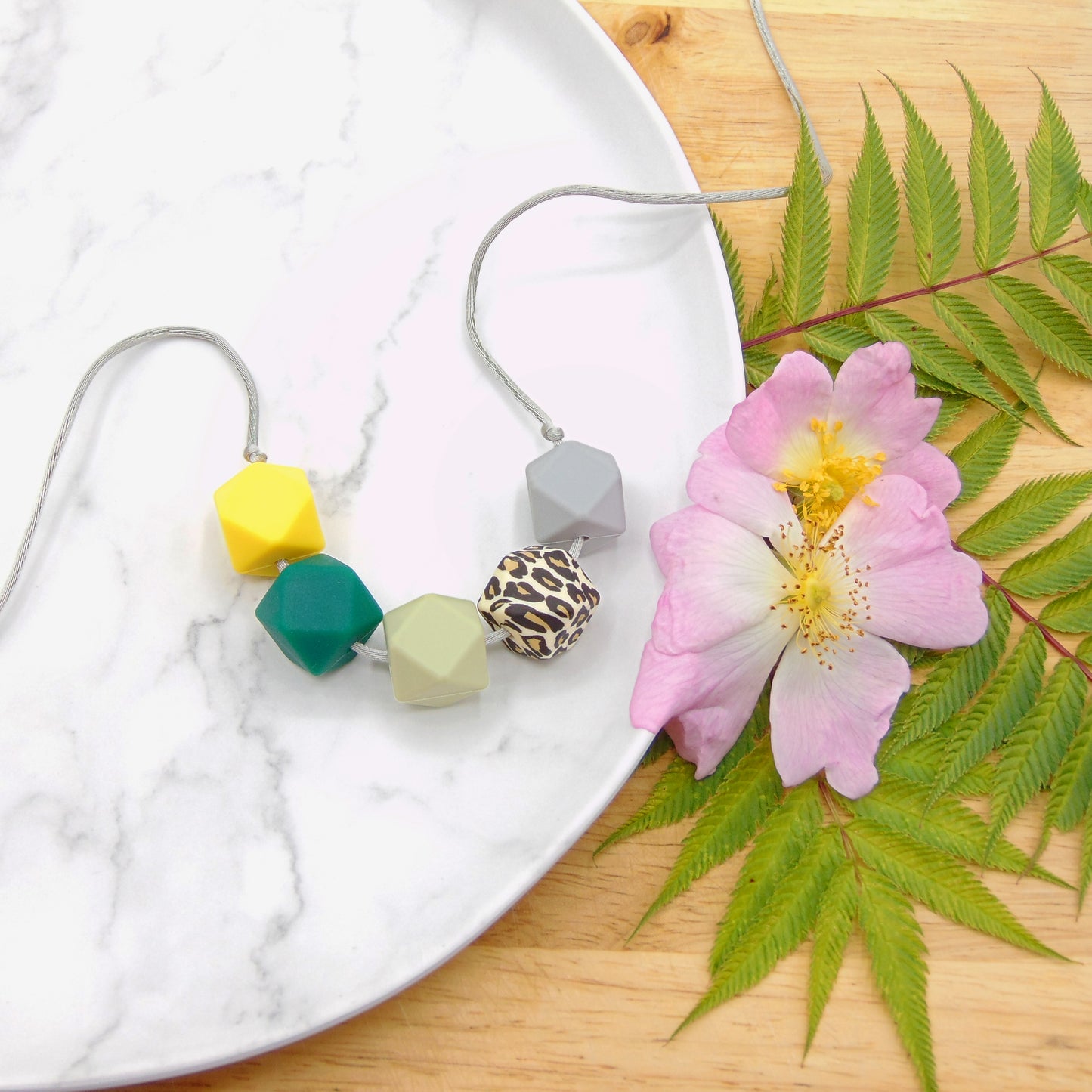 Yellow Leopard - 5 Bead Necklace