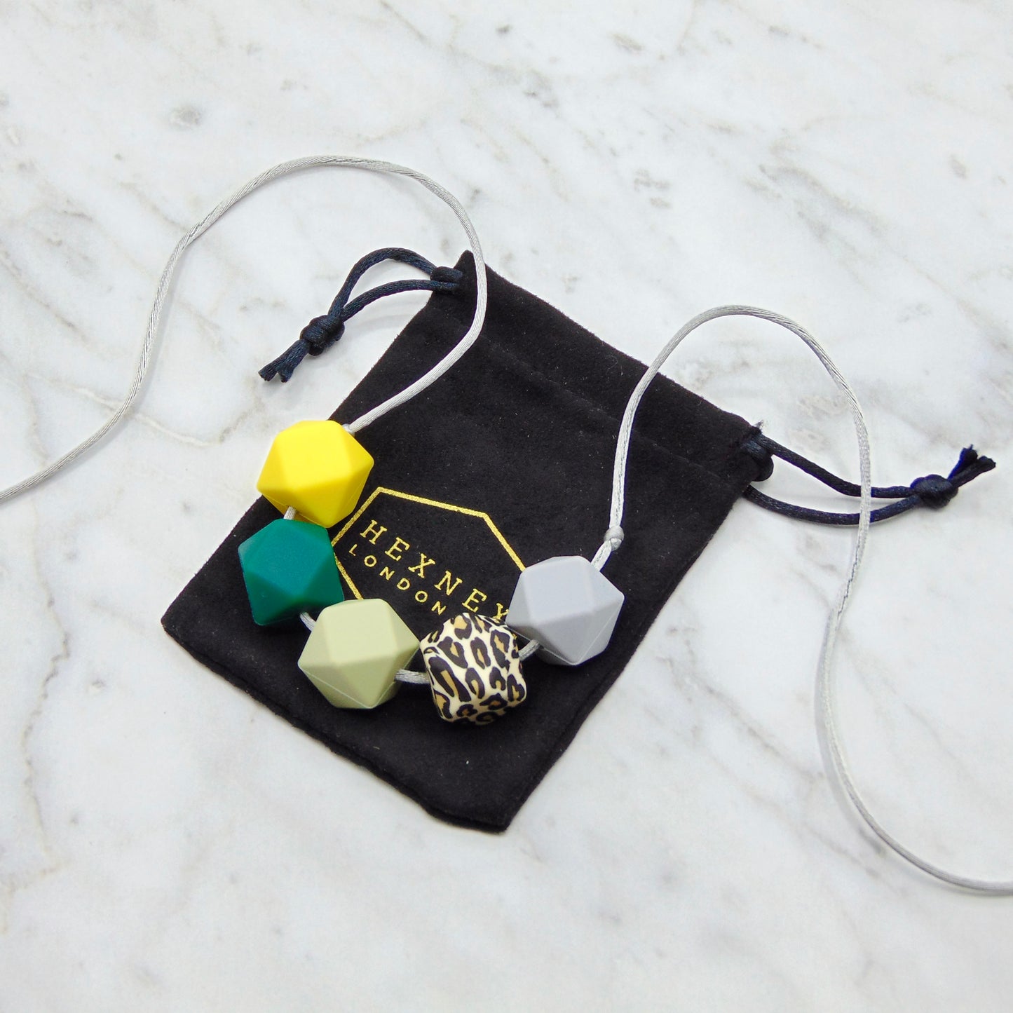 Yellow Leopard - 5 Bead Necklace