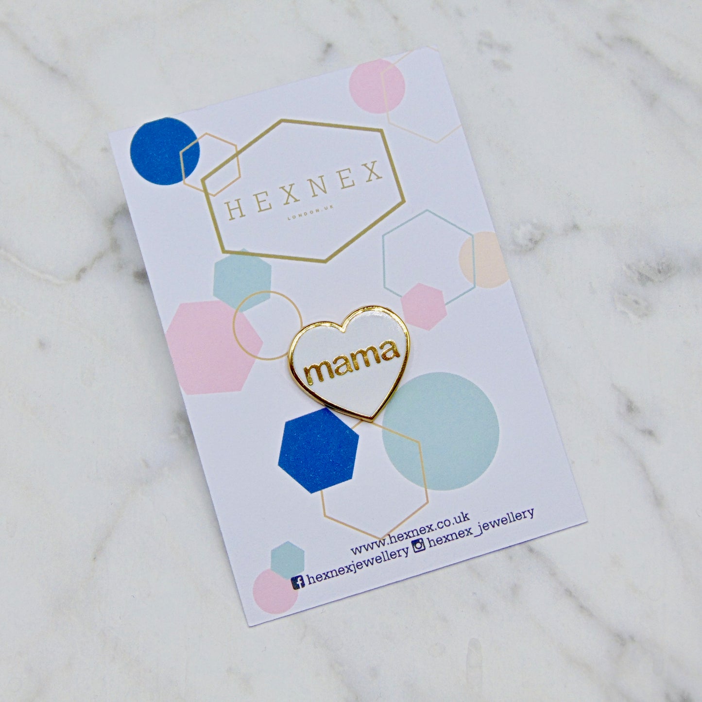 Mama Pin Badge - White and Gold