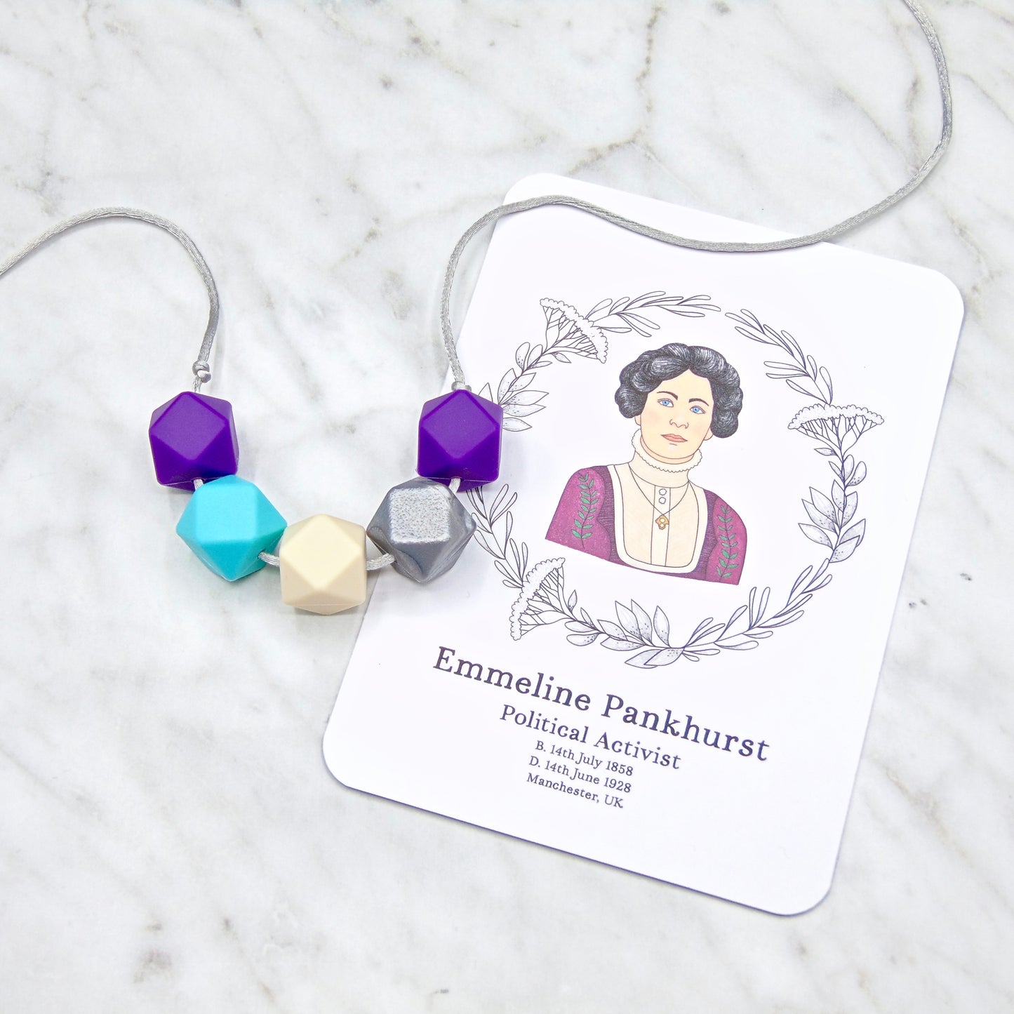 Emmeline Pankhurst - 5 Bead Necklace