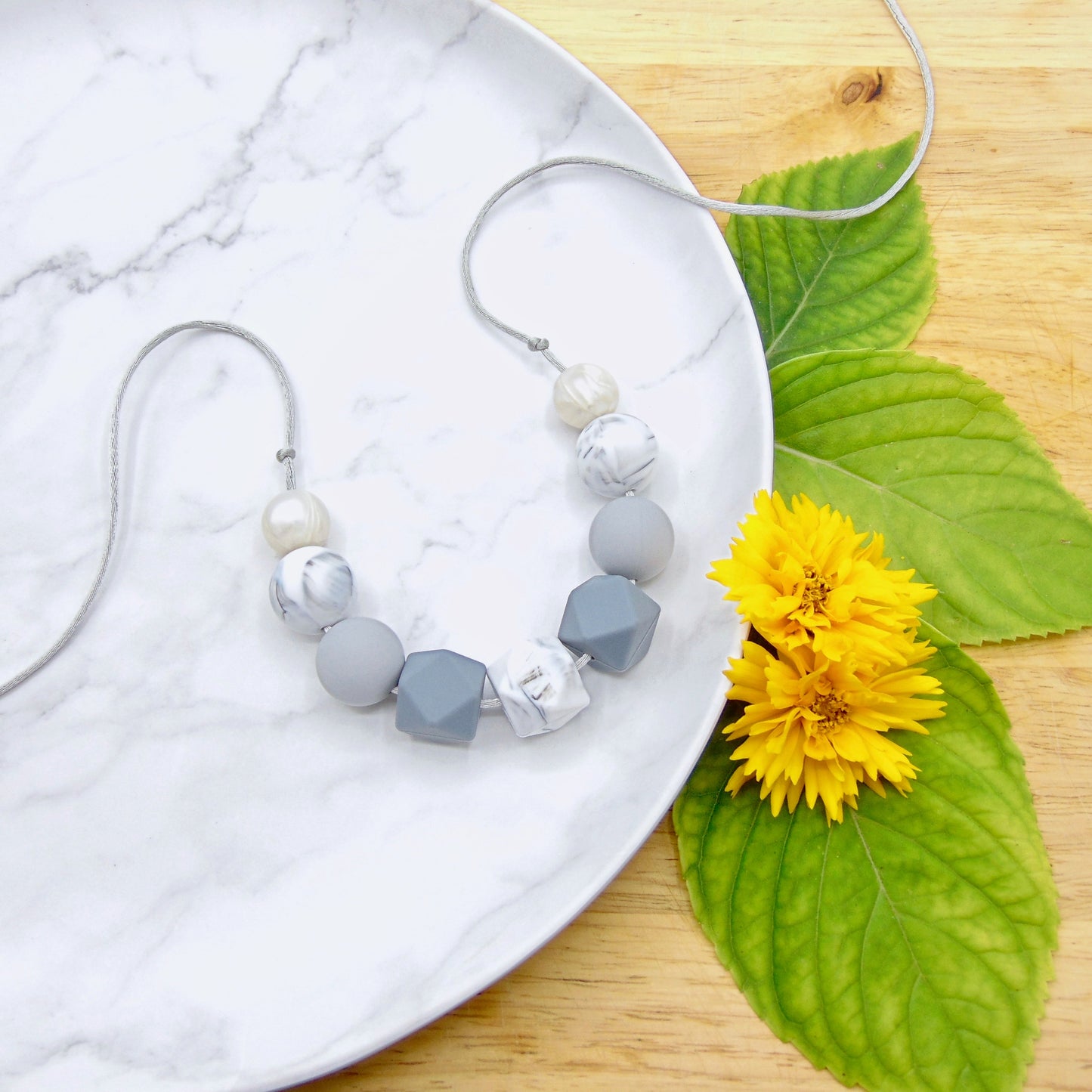 WAREHOUSE CLEARANCE Grey Skies - 9 Bead Necklace