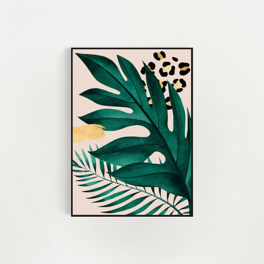 Tropical Leaf Leopard A4 Art Print