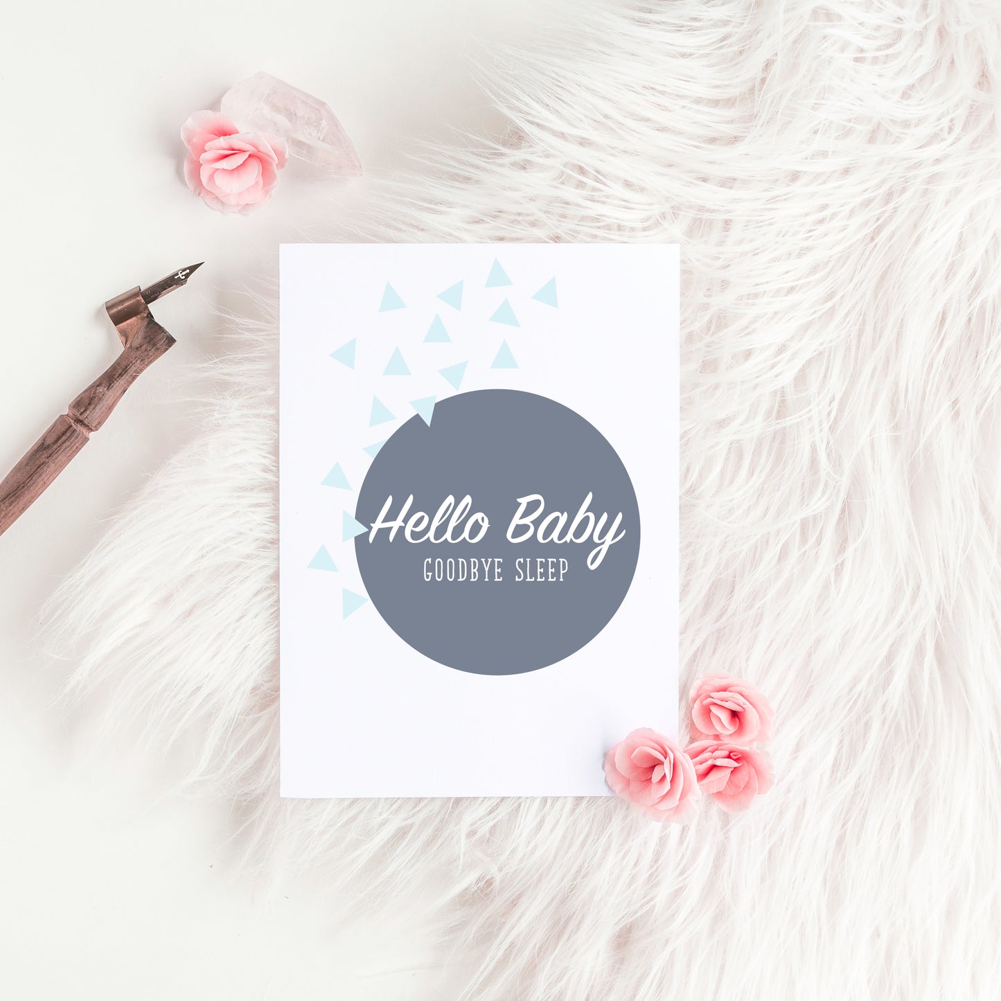 Hello Baby, Goodbye Sleep Card - Blue