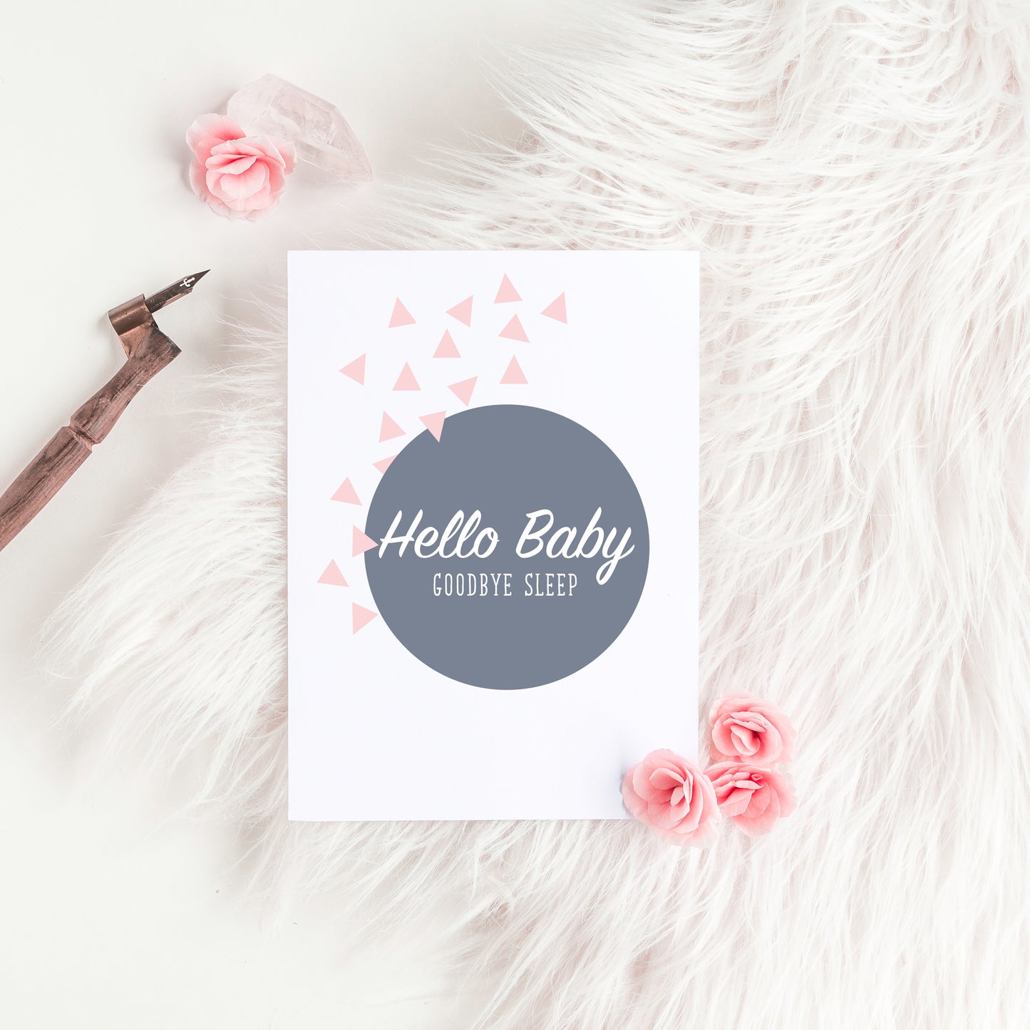 Hello Baby, Goodbye Sleep Card - Pink