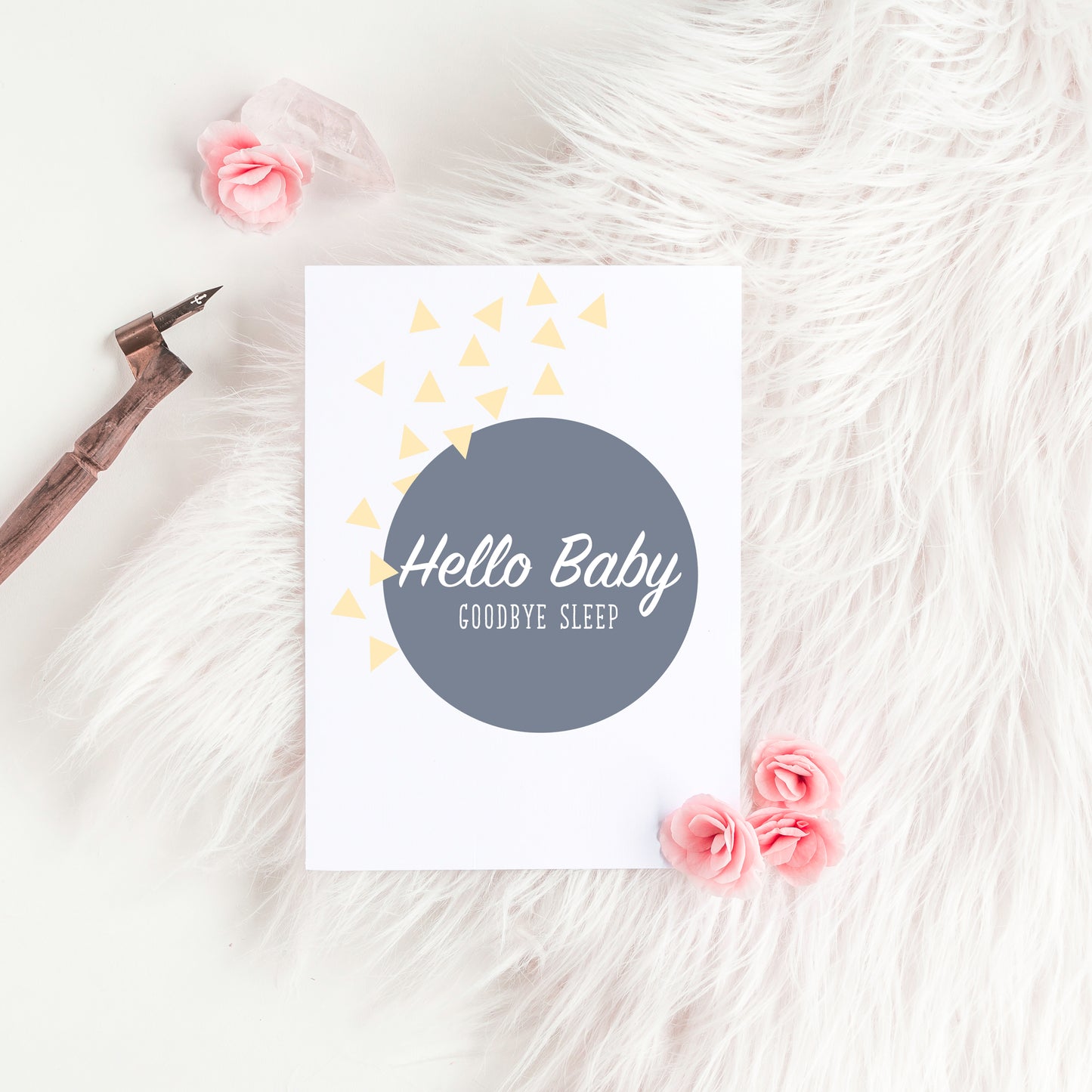 Hello Baby, Goodbye Sleep Card - Yellow