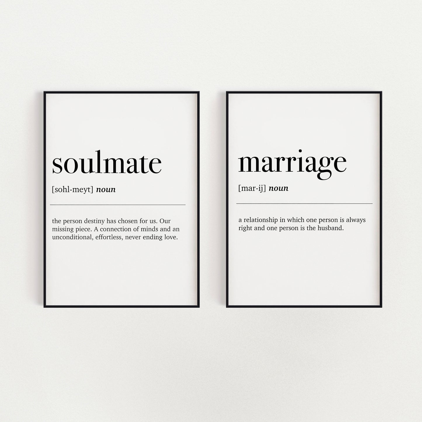 Soulmate and Marriage - Pair of A4 Prints