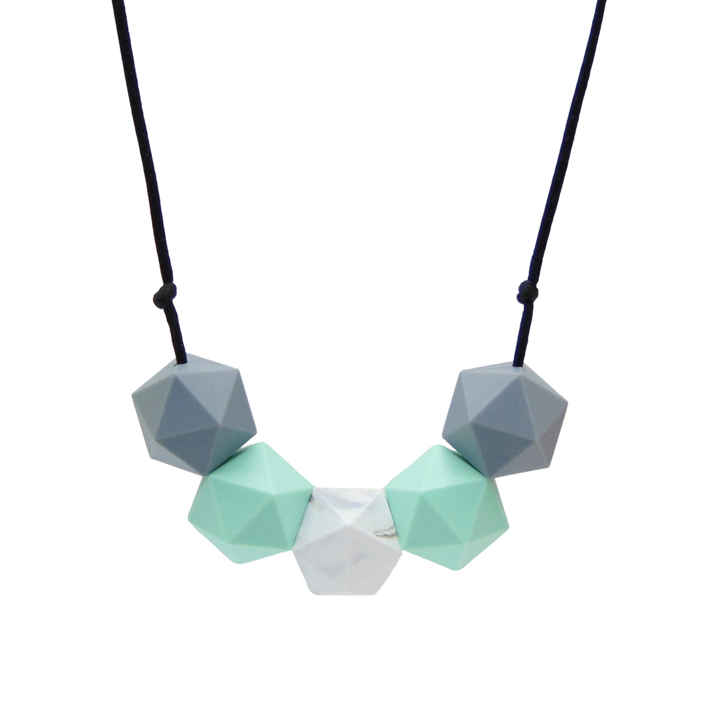 Mint and Grey - 5 Bead Necklace