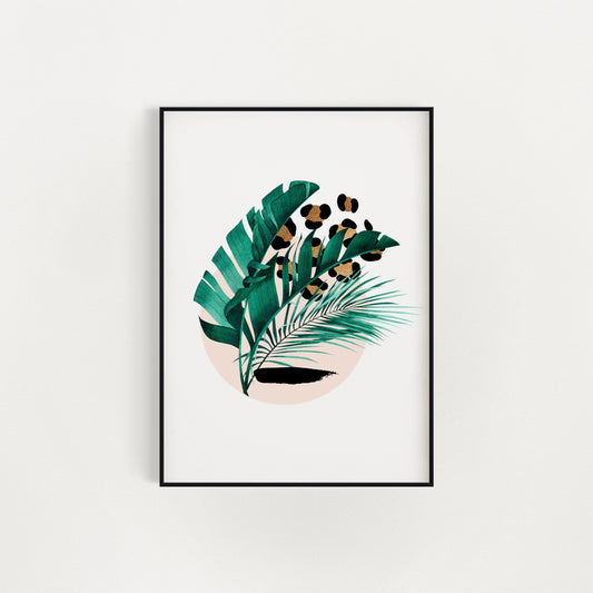 Leafy Mix Leopard A4 Art Print