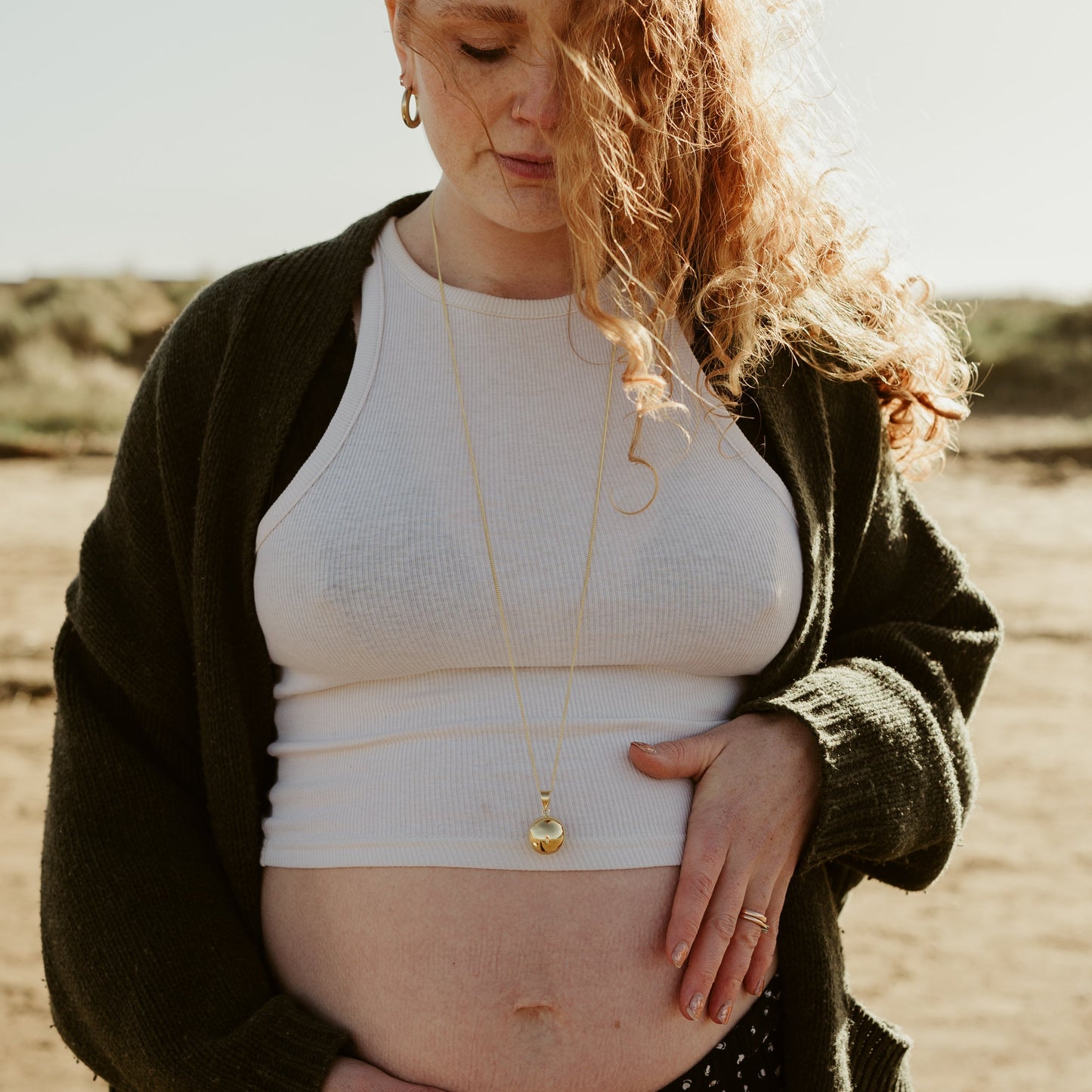 Yellow Gold Chiming Bola Pregnancy Pendant