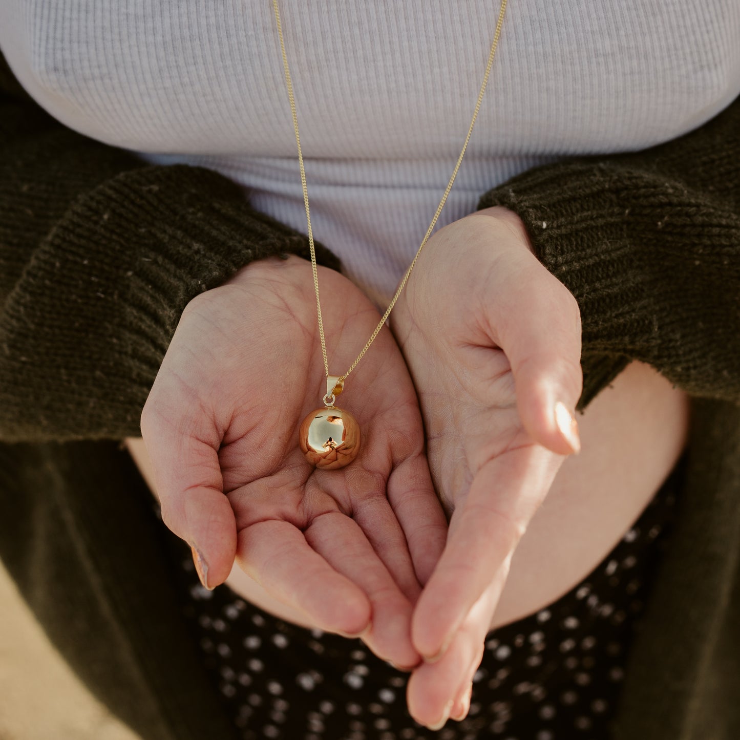 Yellow Gold Chiming Bola Pregnancy Pendant