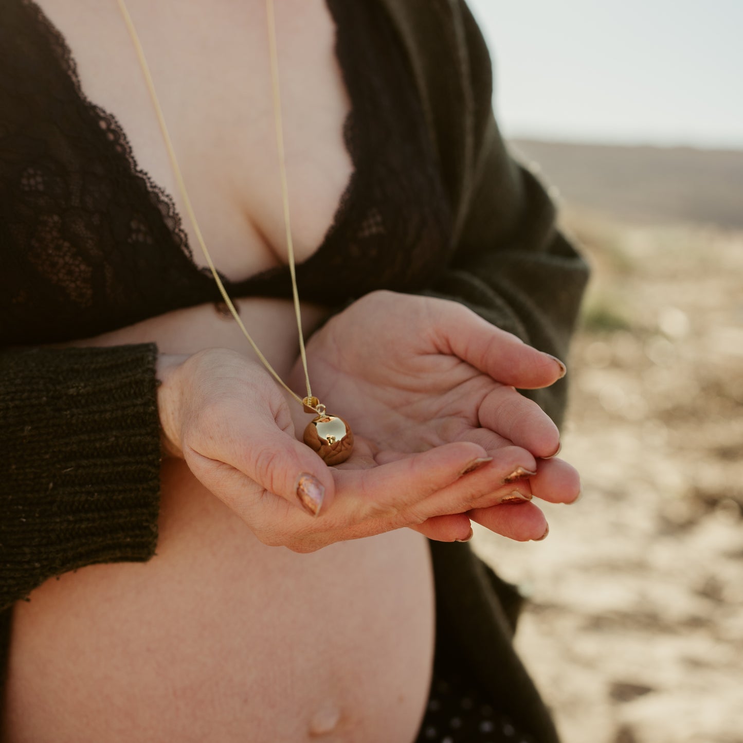 Yellow Gold Chiming Bola Pregnancy Pendant