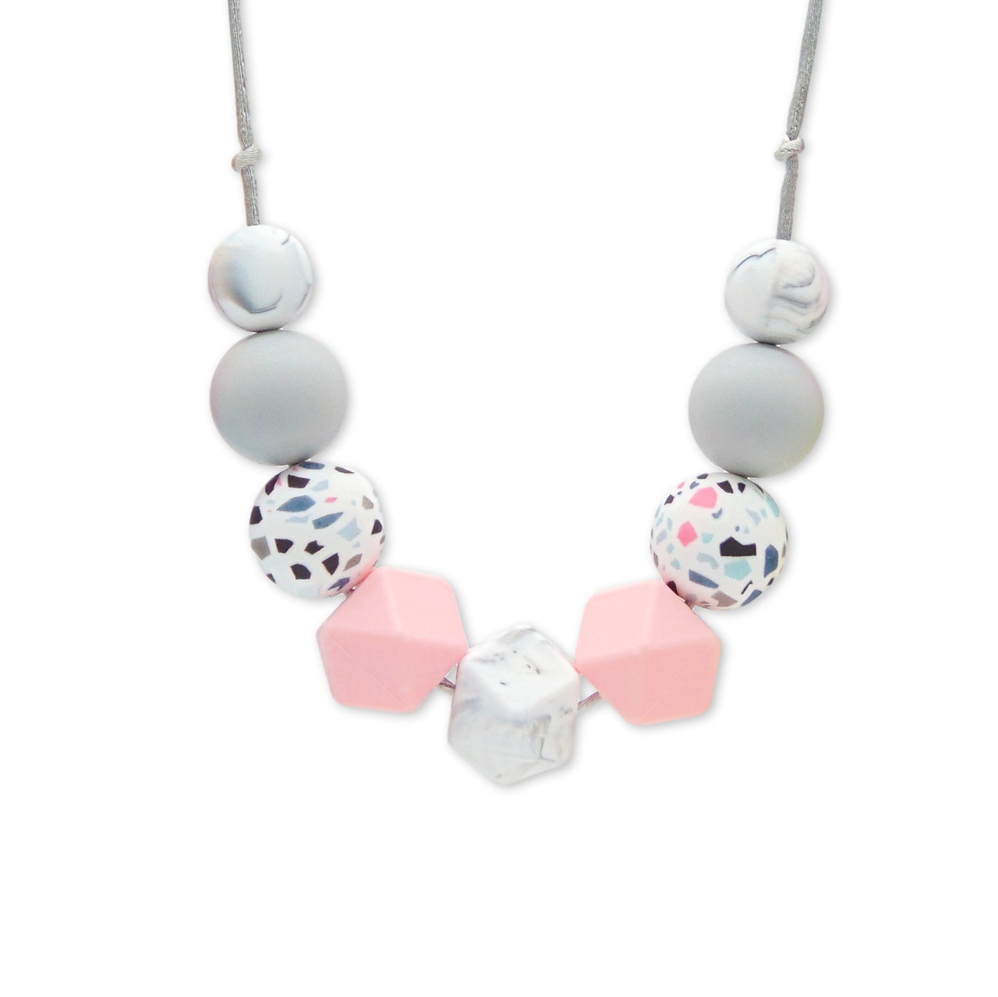 Pink Terrazzo - 9 Bead Necklace