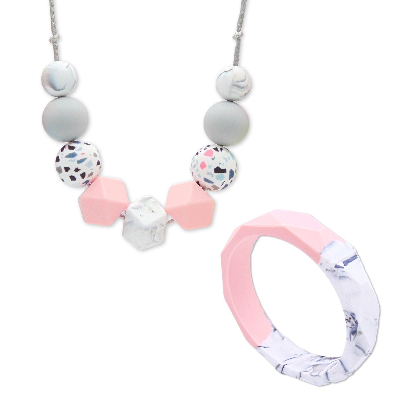 Pink Terrazzo - Necklace and Bangle Gift Set