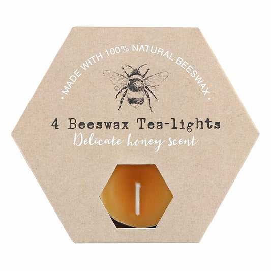 Set of 4 Natural Beeswax Tea Lights