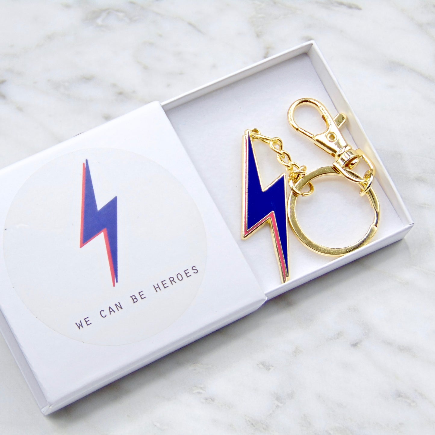 We Can Be Heroes - Electric Blue Enamel Keychain