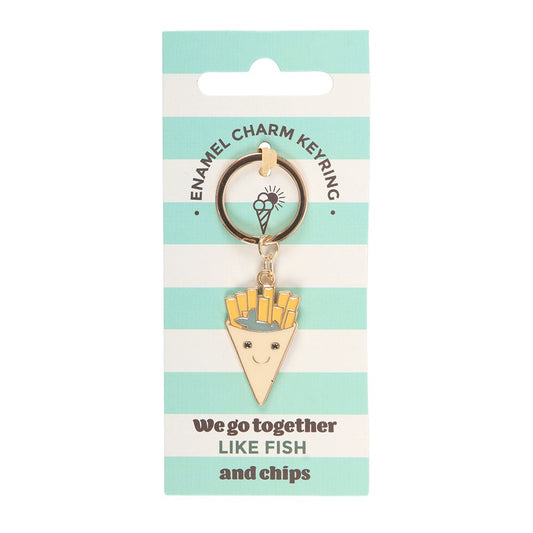 Cheeky Fish and Chips Enamel Keychain