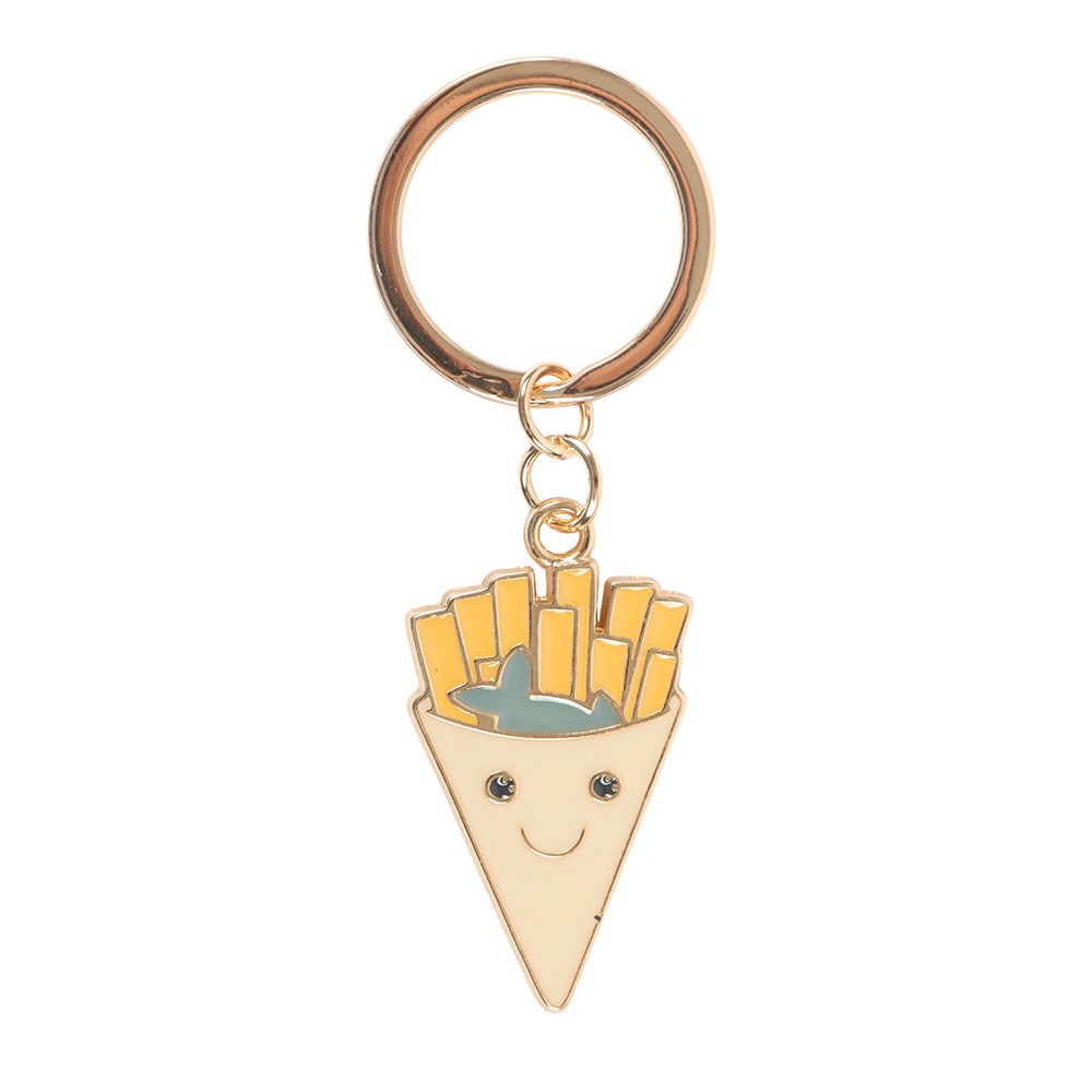 Cheeky Fish and Chips Enamel Keychain