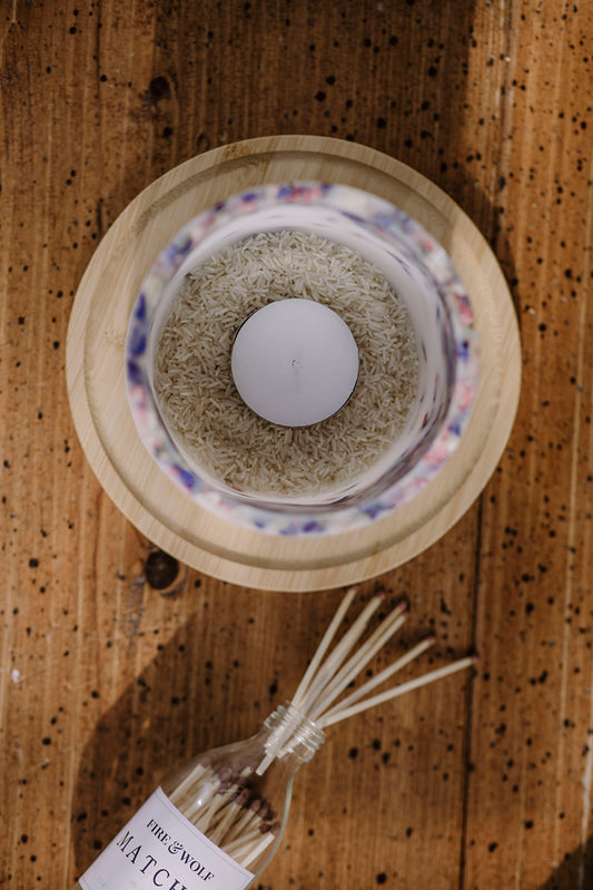 Pink Phalaris and Lavender Stem Candle Luminary Jar