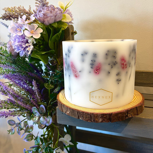 Pink Phalaris and Lavender Stem Candle Luminary Jar
