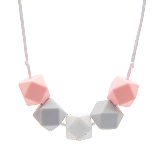 WAREHOUSE CLEARANCE Blush Pink and Granite - 5 Bead Necklace