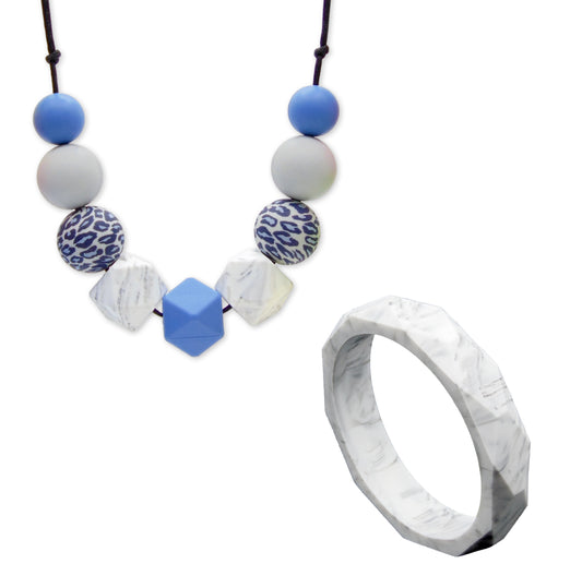 Lesser Spotted Blue Leopard - Necklace and Bangle Gift Set