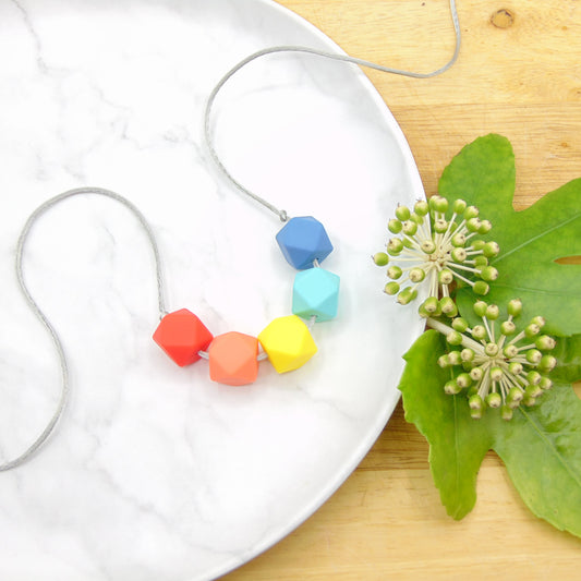 Coral Rainbow - 5 Bead Necklace