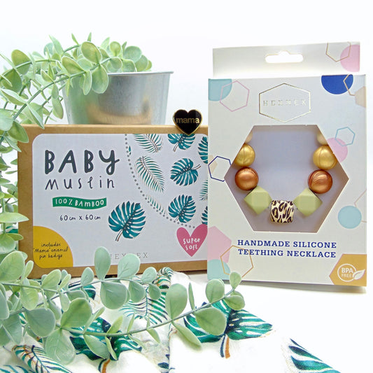 Monstera Muslin and Necklace Gift Set