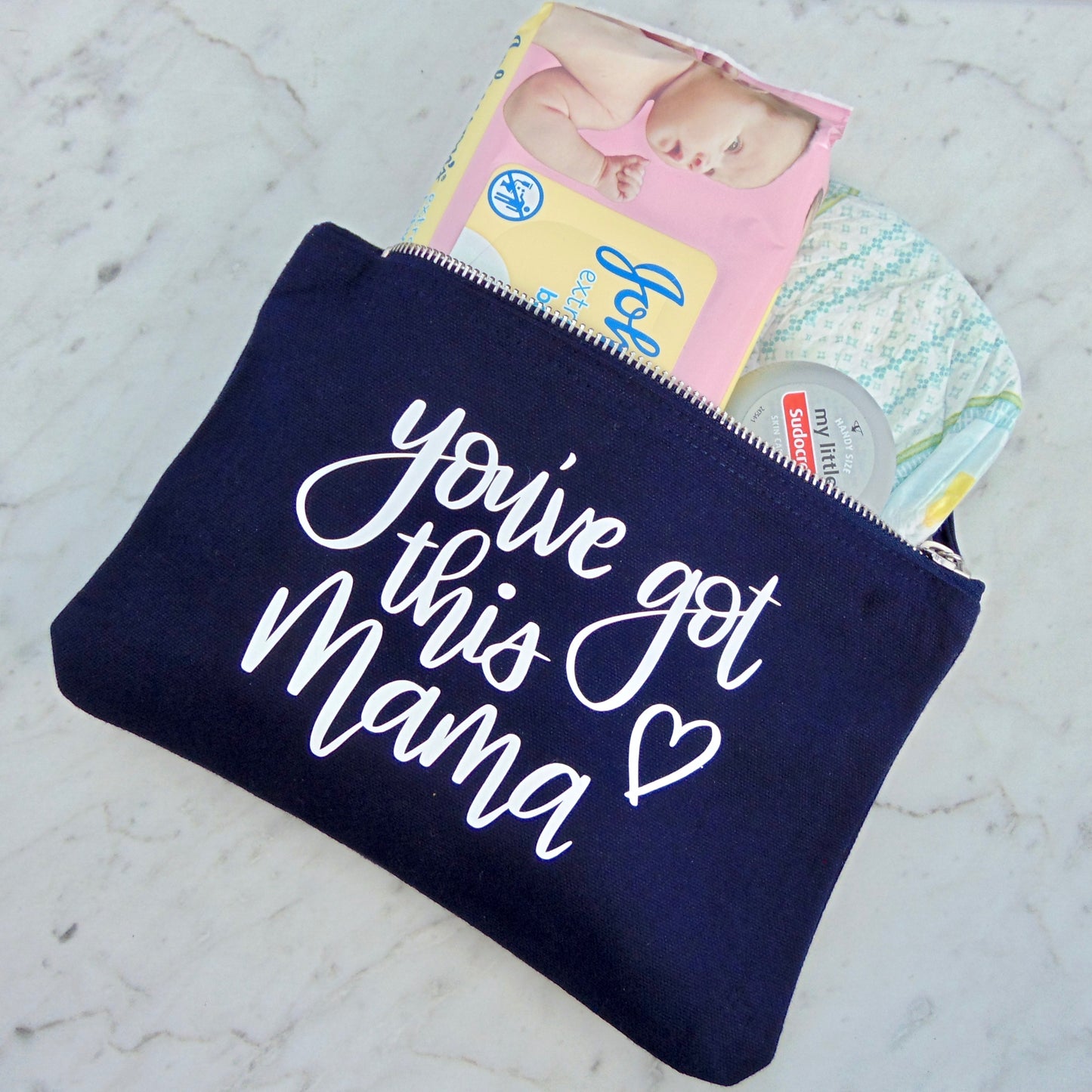 You've Got This Mama Navy Zip Pouch