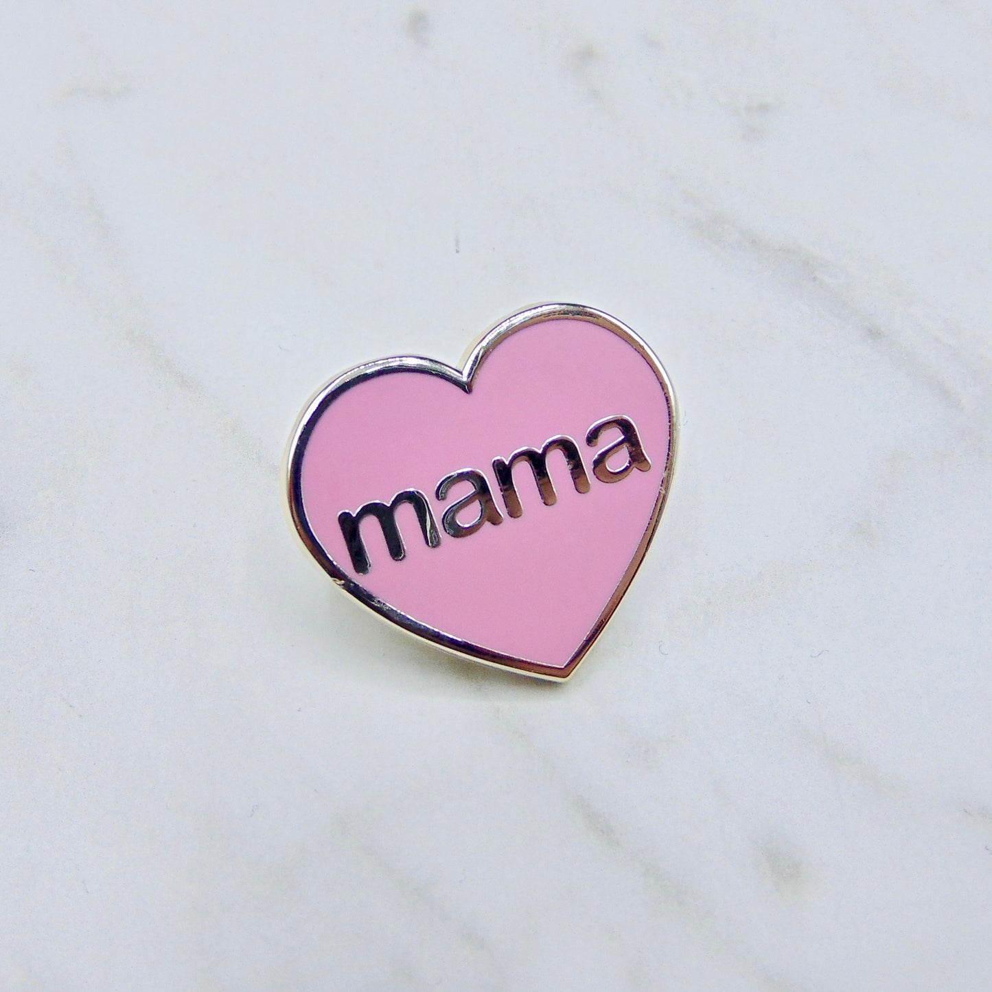 Mama Pin Badge - Pink and Silver
