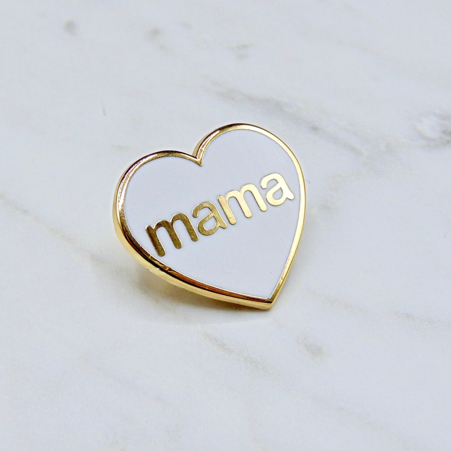 Mama Pin Badge - White and Gold