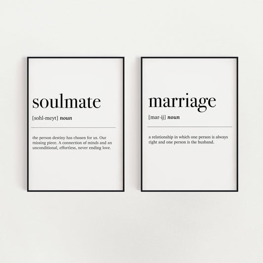 Soulmate and Marriage - Pair of A4 Prints