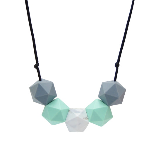 Mint and Grey - 5 Bead Necklace