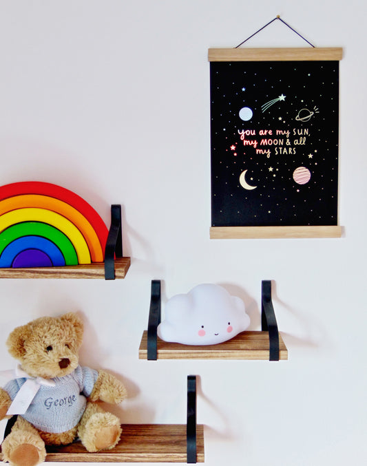 Sun, Moon and Stars - Navy and Gold A4 Foil Print