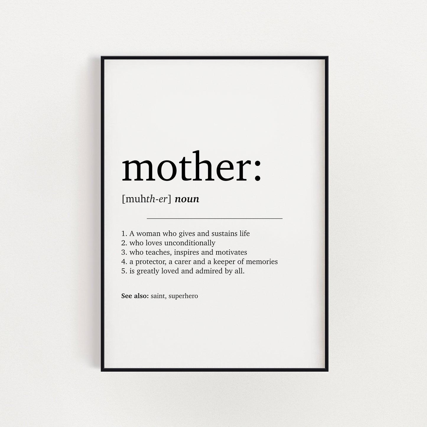 Mother Dictionary Definition A4 Print