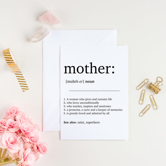 Mother Dictionary Definition Card