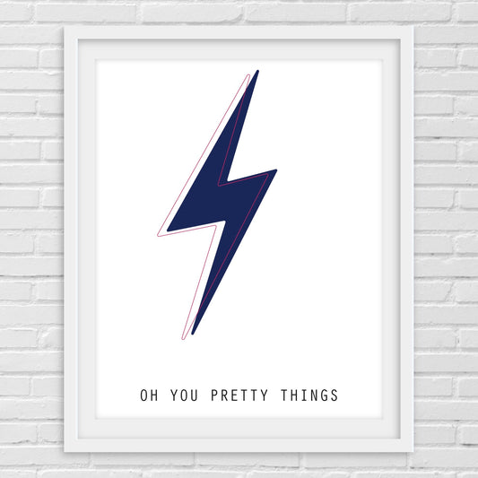 "Oh You Pretty Things" Blue - A4 Print